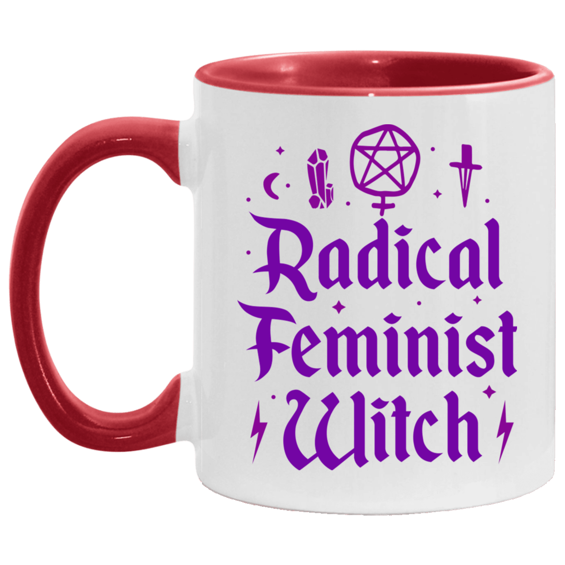 Radical Feminist Witch Accent Coffee Mug, White/Red, 11 oz. Accent Mug