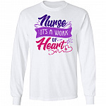 Nurse It's A Work of Heart Hoodie - Sweatshirt - Long Sleeve, White, Long Sleeve