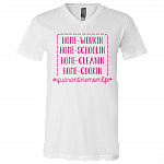 Quarantine Mom Life Home Working Home Schooling Home Cleaning Home Cooking T-Shirt - V Neck, White, V-Neck T-Shirt