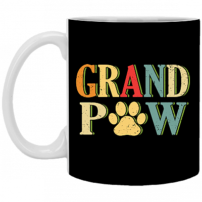 Grand Paw Vintage Ceramic Coffee Mug - Beer Stein - Water Bottle - Color Changing Mug, Black, 11 oz. White Mug