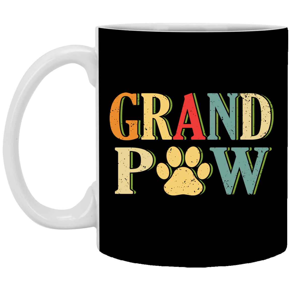 Grand Paw Vintage Ceramic Coffee Mug - Beer Stein - Water Bottle - Color Changing Mug, Black, 11 oz. White Mug