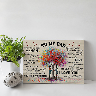 Alternative view of From Daughter to My Dad I Know It's Not Easy for a Man to Raise a Child Canvas Framed Canvas - Unframed Poster