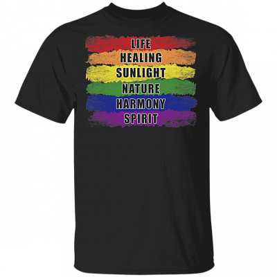 Life Healing Sunlight Nature Harmony Spirit Pride LGBT Flag T-shirt, Black, Unisex T-Shirt