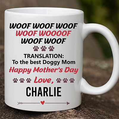 Alternative view of Personalized Name Woof Woof Woof Translation To The Best Doggy Mom Mother's Day Coffee Mug - Travel Mug