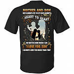Mother and Son Not Always Eye to Eye but Always Heart to Heart Print on Back - Plain Front T-Shirt, Black, Unisex T-Shirt