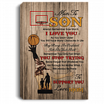 Mom To Son Always Remember How Much I Love You Framed Canvas - Unframed Poster - Basketball Wall Art, White, 0.75'' Framed Canvas
