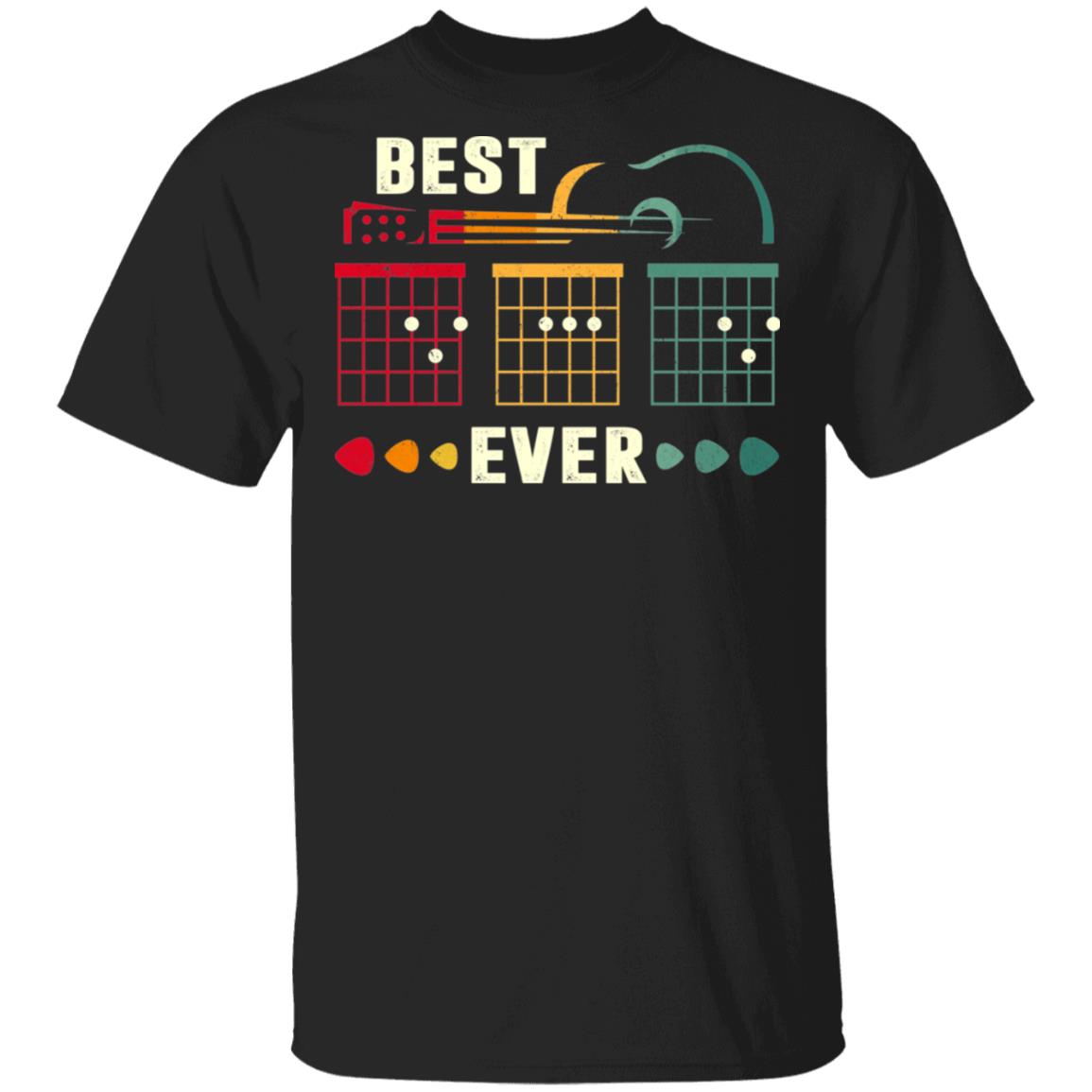 Best Dad Ever Guitar Vintage Retro T-Shirt - Guitar Dad Gifts, Black, Unisex T-Shirt