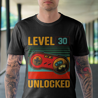 Alternative view of Personalized Level Age Unlocked Funny Vintage Retro Gaming T-Shirt - Youth Tee - Gaming Birthday Shirt