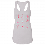 Pink Flamingos Yoga Poses Cotton Tank Top Tee - Ladies Racerback Tank - Women's Work Out Tops, White, Ladies Racerback Tank