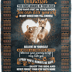 Grandmother to My Grandson You Have Brains in Your Head Feet in Your Shoes Fleece Blanket - Premium Sherpa Blanket, White, Cozy Plush Fleece Blanket - 50x60