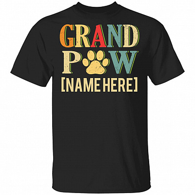 Personalized Grand Paw Vintage T-Shirt, Black, Unisex T-Shirt