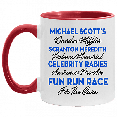 Celebrity Rabies Awareness Pro-Am Fun Run Race For The Cure Ceramic Accent Mug, White/Red, 11 oz. Accent Mug