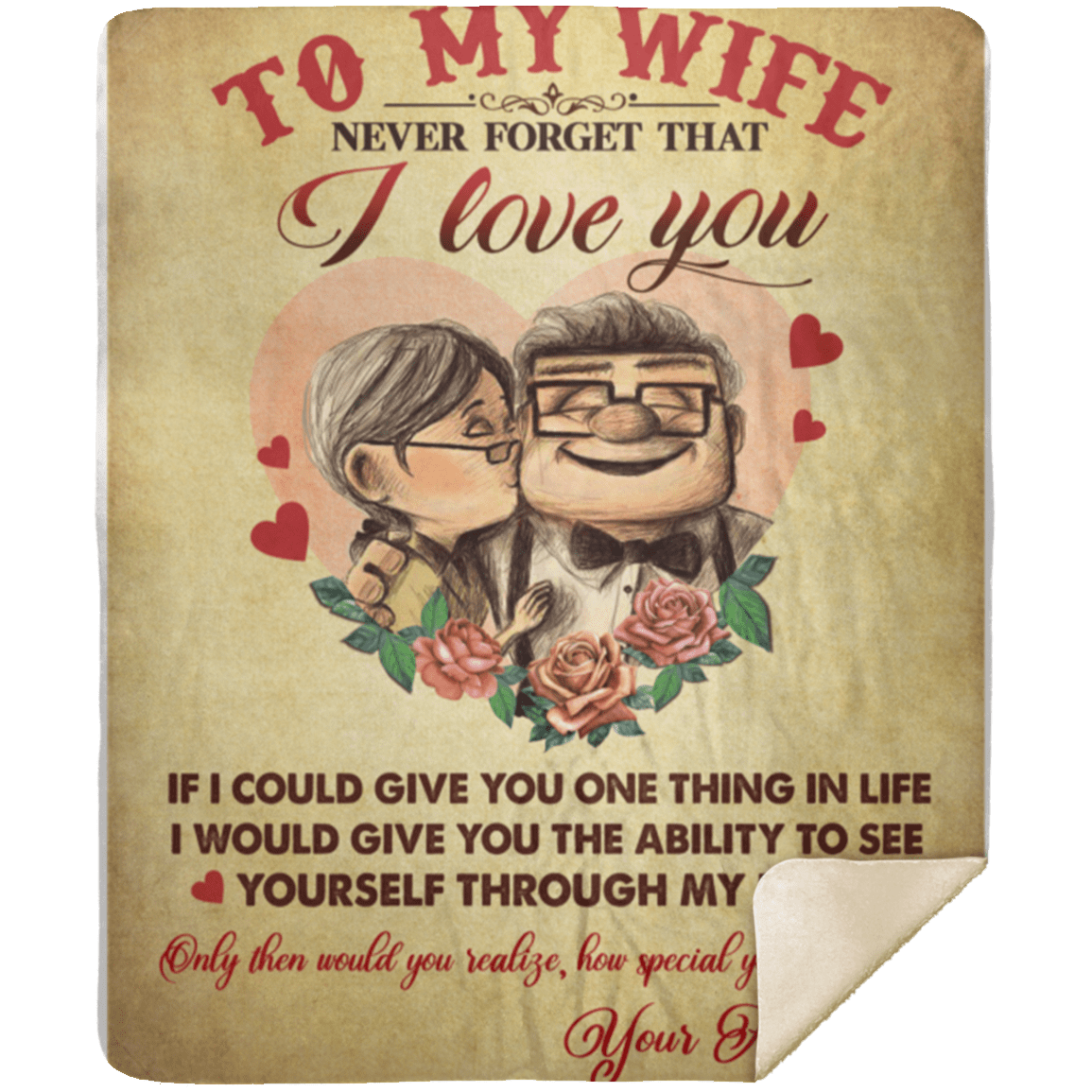 To My Wife Never Forget That I Love You Blanket - New, White, Premium Mink Sherpa Blanket - 50x60