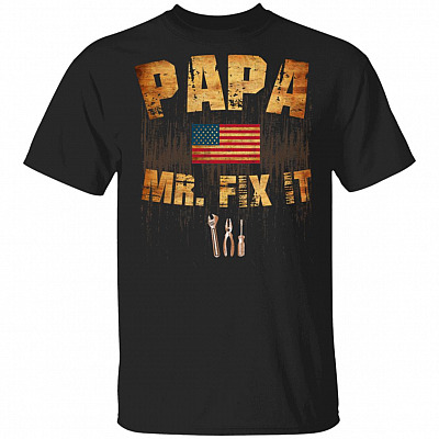 Papa Mr Fix It - Mr Fix It T-Shirt For Men, Black, Unisex T-Shirt