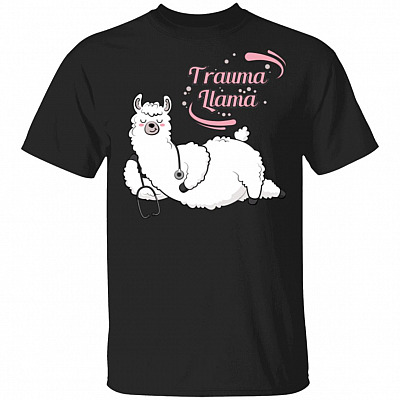 Trauma Llama Nurse T-Shirt, Black, Unisex T-Shirt
