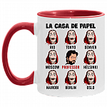 Spanish Movie Characters Pattern Accent Mug, White/Red, 11 oz. Accent Mug