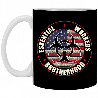 Essential Workers Brotherhood Essential Employee 2020 Ceramic Coffee Mug - Beer Stein - Water Bottle, Black, 11 oz. White Mug