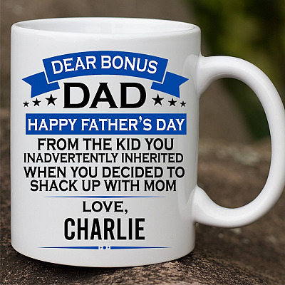Alternative view of Dear Bonus Dad Happy Father's Day From The Kid Shake With Mom Personalized Mug - Water Bottle - Color Changing