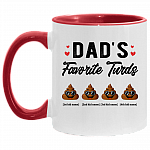 Personalized Dad's Favorite Four Turds Funny Personalized Family Accent Mug, White/Red, 11 oz. Accent Mug