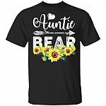 Auntie Bear Sunflower T-Shirt, Black, Unisex T-Shirt