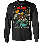 Daddy Husband Protector Hero Hoodie Sweatshirt - Papa Knows Everything Meme Saying Happy Father's Day T-Shirt, Black, Long Sleeve