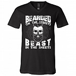 Bearded in The Streets Beast in The Sheets T-Shirt, Black, V-Neck T-Shirt Bearded in The Streets Beast in The Sheets T-Shirt, Black, V-Neck T-Shirt