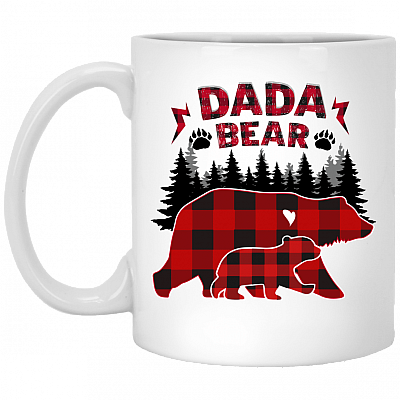Dada Bear Ceramic Coffee Mug - Beer Stein - Water Bottle - Color Changing Mug - Gift For Daddy Dad Mug, White, 11 oz. White Mug