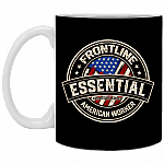 Frontline Essential Patriotically Correct American Worker Ceramic Coffee Mug - Beer Stein - Water Bottle - Color Changing Mug, Black, 11 oz. White Mug