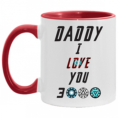 Daddy I Love You 3000 Accent Mug - Love You Three Thousand Mug, White/Red, 11 oz. Accent Mug