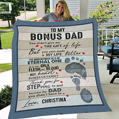 Alternative view of Personalized To My Bonus Dad You Didn't Give Me the Gift Of Life Fleece Blanket - Premium Sherpa Blanket