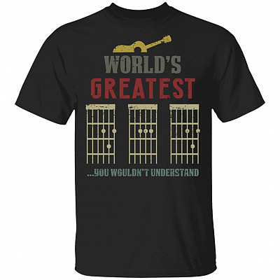 Worlds Gretest Guitarist T-Shirt - Funny Guitarist Shirt, Black, Unisex T-Shirt