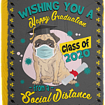 Quarantine Graduation Gifts Wishing You A Happy Graduation From A Social Distance Fleece Blanket - Premium Sherpa Blanket - Woven Blanket, White, Cozy Plush Fleece Blanket - 50x60