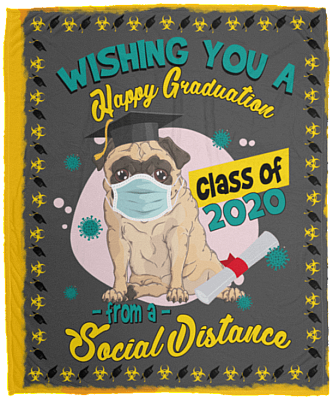 Quarantine Graduation Gifts Wishing You A Happy Graduation From A Social Distance Fleece Blanket - Premium Sherpa Blanket - Woven Blanket, White, Cozy Plush Fleece Blanket - 50x60