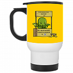 Psychological Torture The Unspeakable Is In Eldritch Horror White Mug, Athletic Gold, 14 oz. White Travel Mug