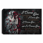 I Choose You To Do Life With Hand In Hand Side By Side Skull Couple Framed Canvas Prints - Unframed Poster, White, 0.75'' Framed Canvas