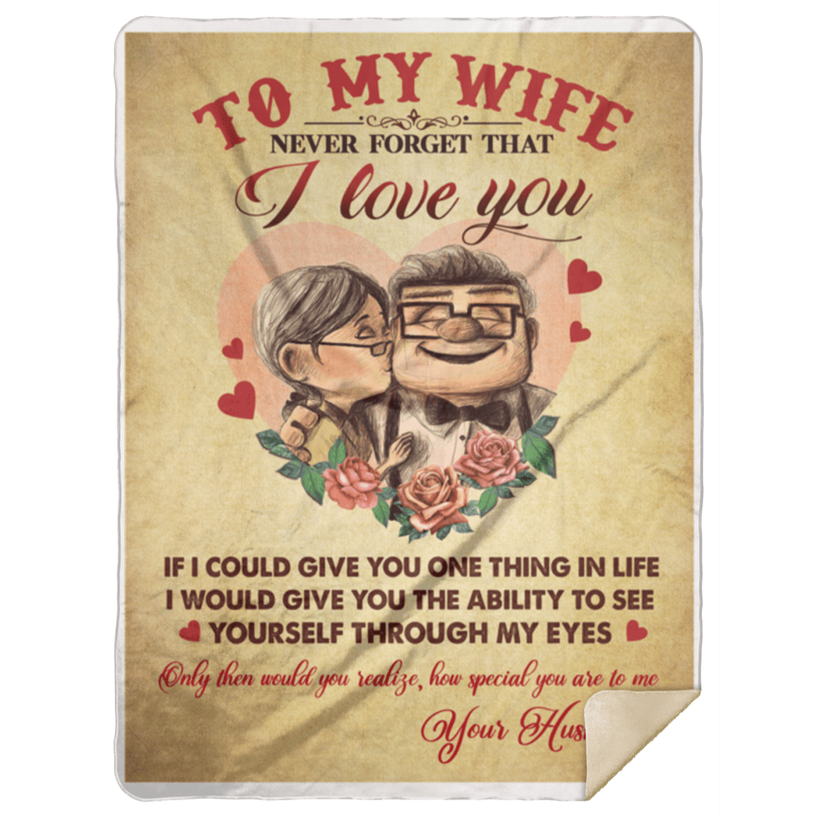 To My Wife Never Forget That I Love You Blanket - New, White, Premium Mink Sherpa Blanket - 60x80