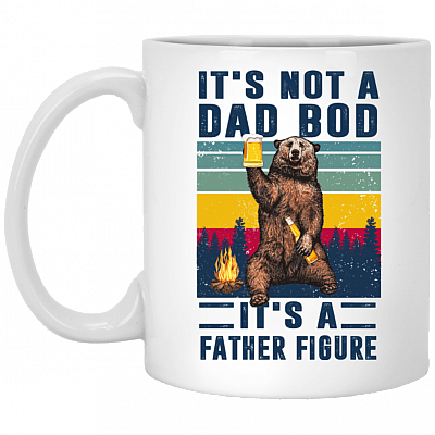 It's Not a Dad Bod It's a Father Figure Father's Day Mug - Beer Stein - Water Bottle - Color Changing Mug, White, 11 oz. White Mug