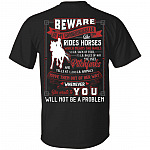 Beware of My Granddaughter She Rides Horses Which Means She Hauls Print on Back T-Shirt, Black, Unisex T-Shirt