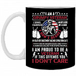 I Am A Grumpy Veteran I Served I Sacrificed I Don't Regret Ceramic Coffee Mug - Beer Stein - Water Bottle, Black, 11 oz. White Mug