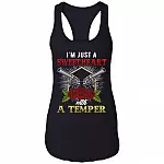 I'm Just A Sweetheart With A Temper Tank Top Tee - Ladies Racerback Tank - Sarcastic Humor Novelty Gifts, Black, Ladies Racerback Tank