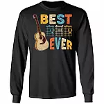 Best Dad Ever Guitar Notes Hoodie Sweatshirt - Funny Guitar Dad Chords Father's Day Guitarist Player T-Shirt, Black, Long Sleeve