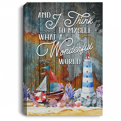 And I Think to Myself What a Wonderful World Ocean Gallery Wrapped Framed Canvas Prints - Unframed Poster, White, 0.75'' Framed Canvas
