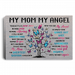 My Mom My Angel Your Battle Is Now Over No More Pain No More Suffering Framed Canvas Prints - Unframed Poster, White, 0.75'' Framed Canvas