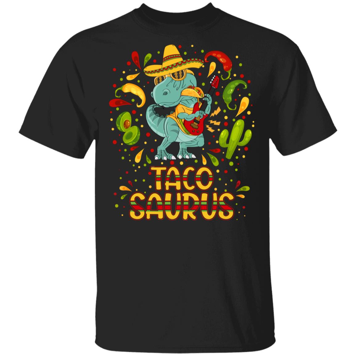 Taco Saurus Cinco De Mayo T-Shirt, Black, Unisex T-Shirt