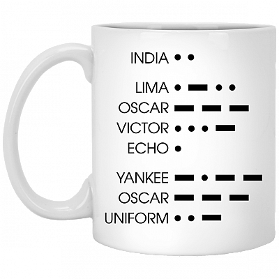 I Love You Morse Code Ceramic Coffee Mug - Beer Stein - Water Bottle - Color Changing Mug, White, 11 oz. White Mug
