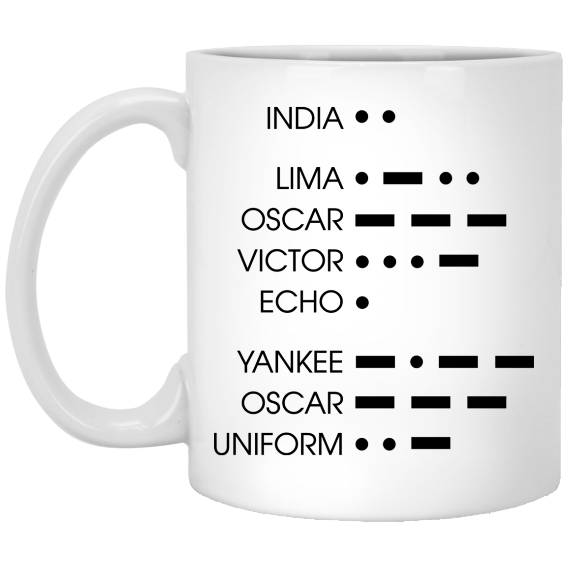 I Love You Morse Code Ceramic Coffee Mug - Beer Stein - Water Bottle - Color Changing Mug, White, 11 oz. White Mug I Love You Morse Code Ceramic Coffee Mug - Beer Stein - Water Bottle - Color Changing Mug, White, 11 oz. White Mug