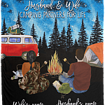 Personalized Husband And Wife Camping Partners For Life Fleece Blanket - Premium Sherpa Blanket - Woven Blanket, White, Cozy Plush Fleece Blanket - 50x60