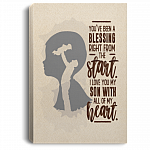 Family GIfts - I Love You My Son With All Of My Heart Gallery Wrapped Framed Canvas Prints - Unframed Poster - Home Decor Wall Art, White, 0.75'' Framed Canvas