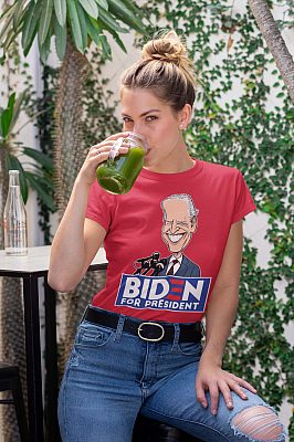 Alternative view of Funny Caricature Biden for President T-Shirt - V-Neck