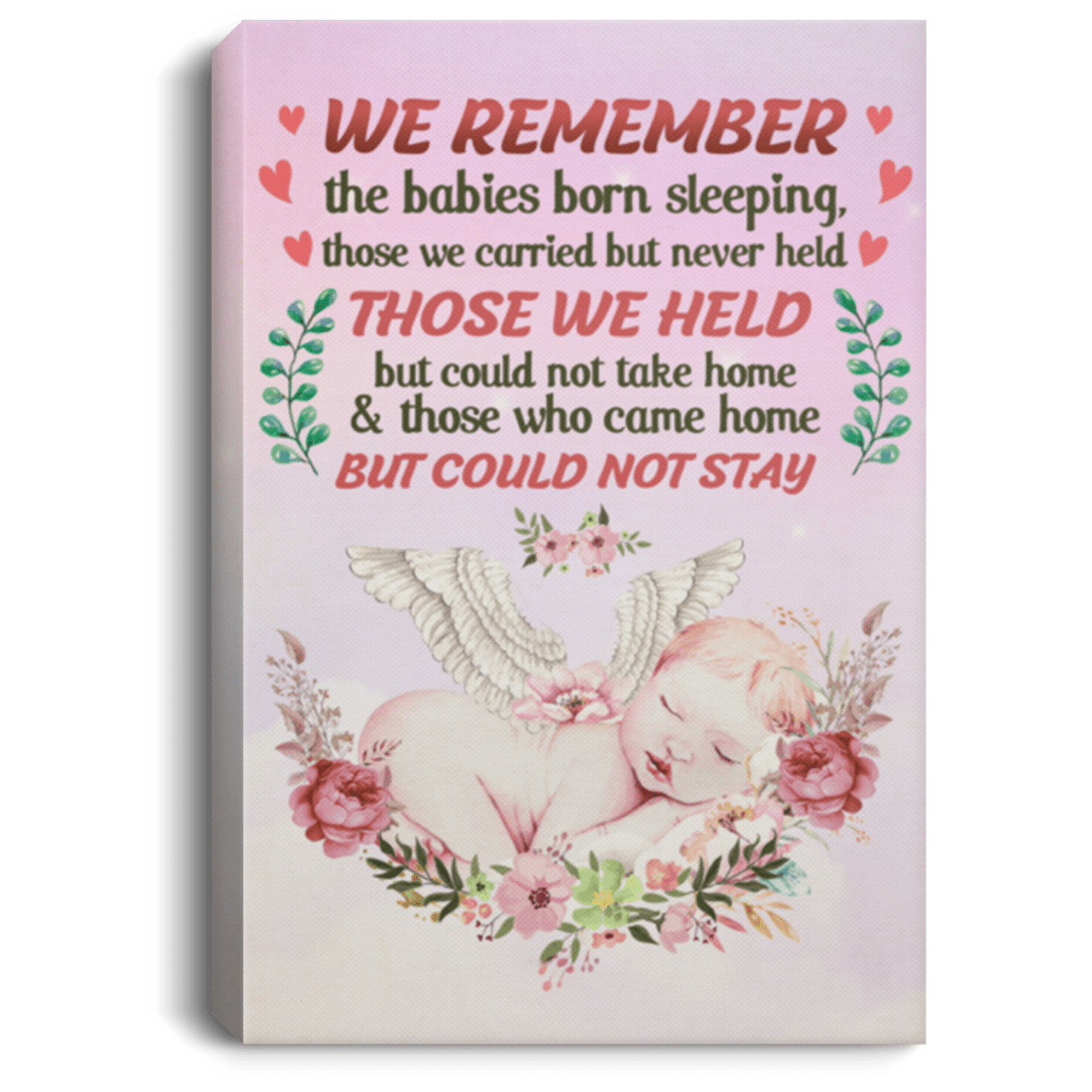 We Remember The Babies Gallery Wrapped Framed Canvas Prints - Miscarriage and Baby Loss Unframed Poster, White, 0.75'' Framed Canvas